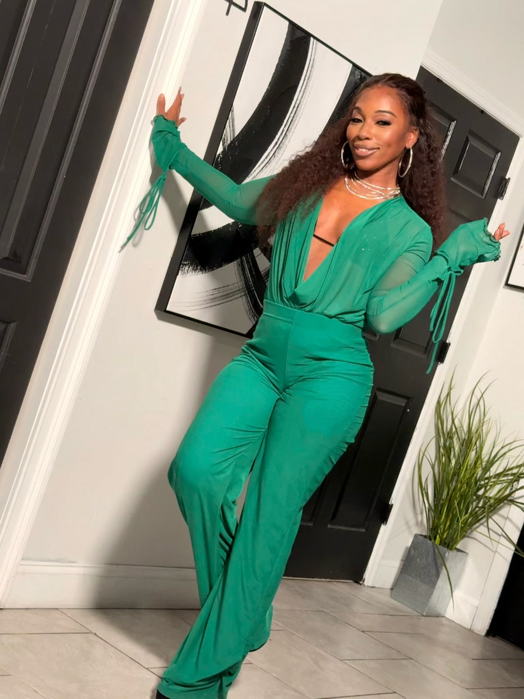 Allure Sheer-Top Two Piece Pants Set