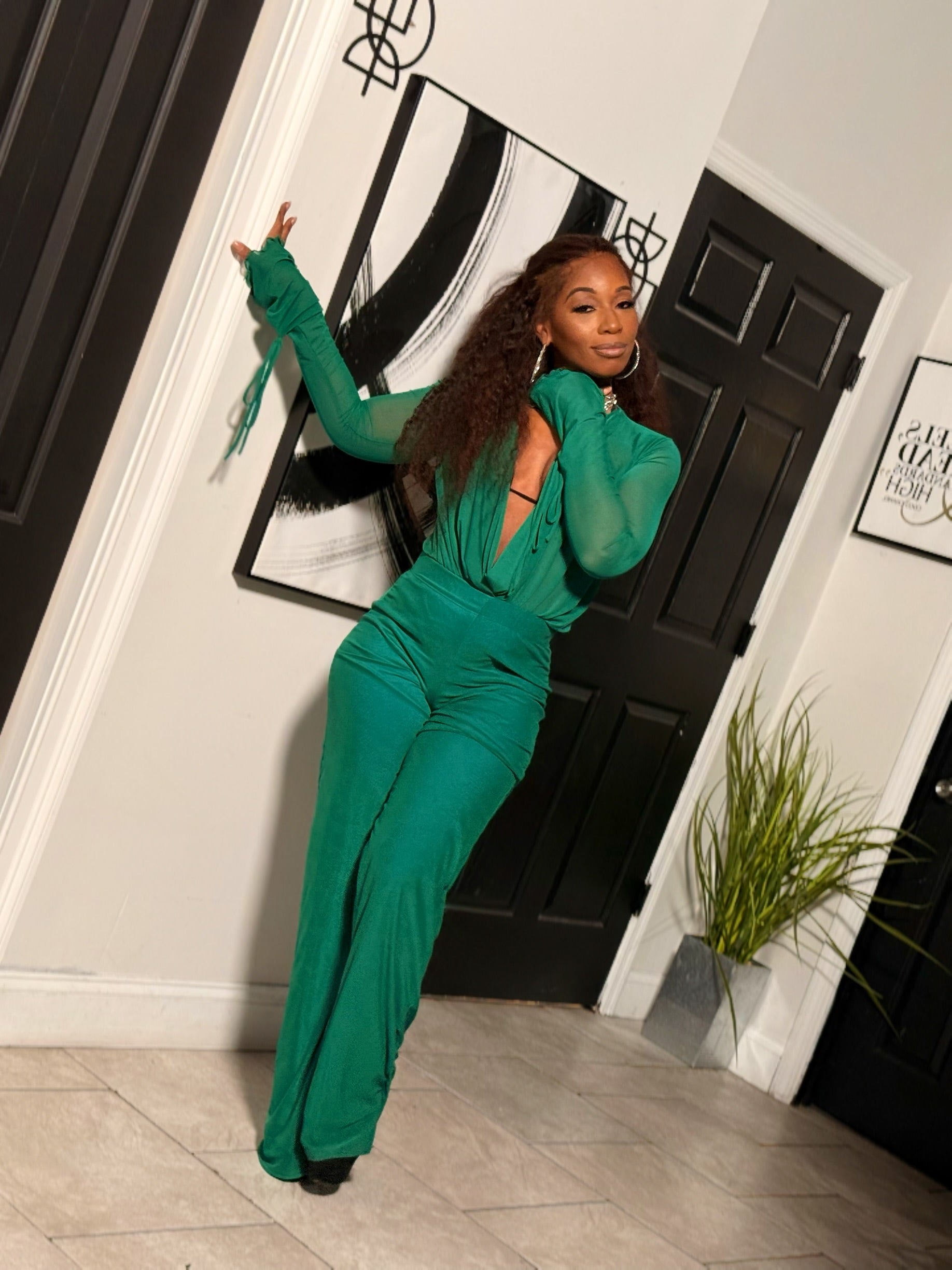 Allure Sheer-Top Two Piece Pants Set