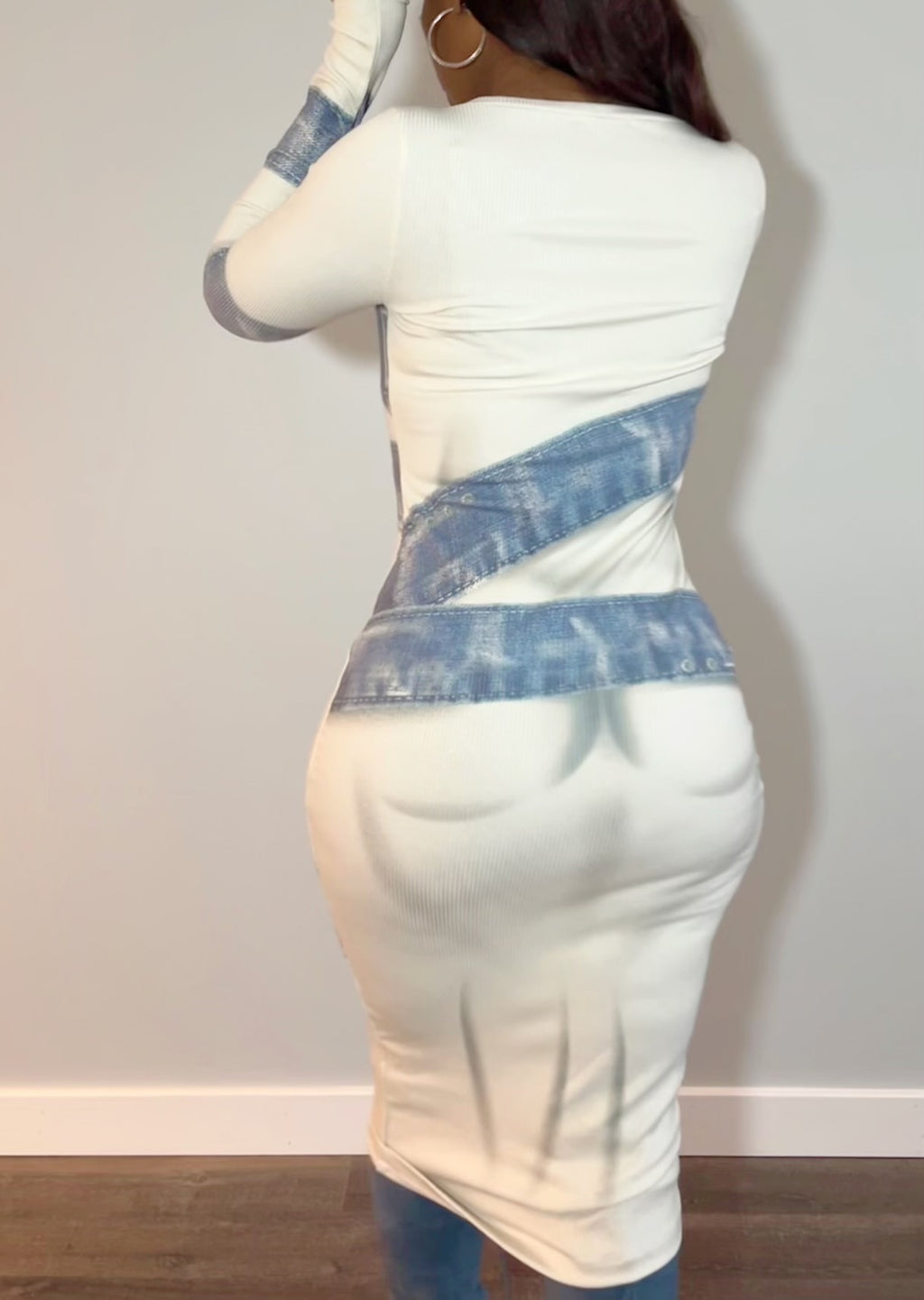 Denim Illusion Bodycon Midi Dress