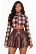 Plaid Perfection Long Sleeve Crop Top