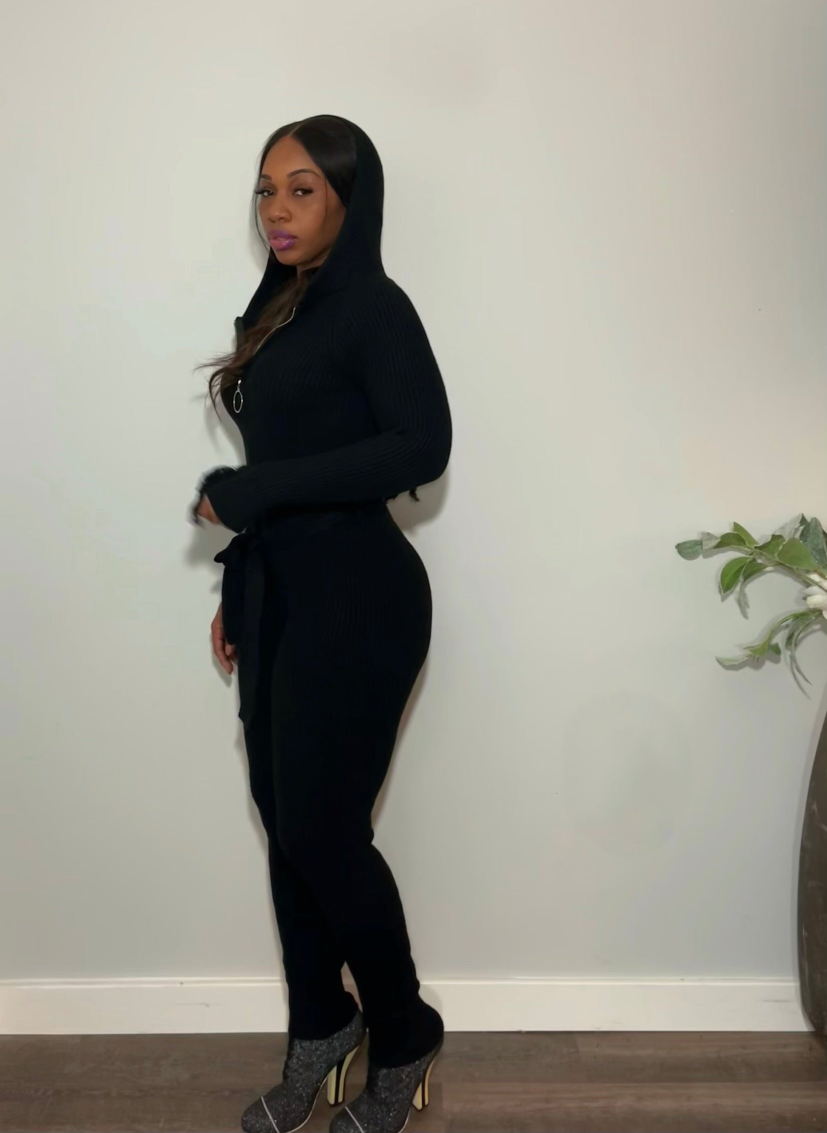 Hanging Threads hooded jumpsuit