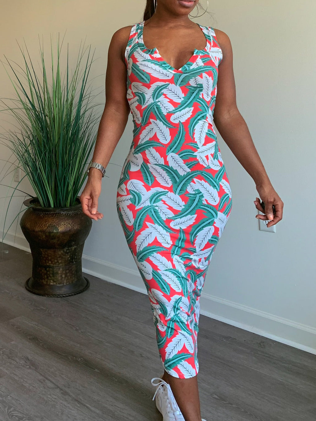 Tropical Curve Midi Dress