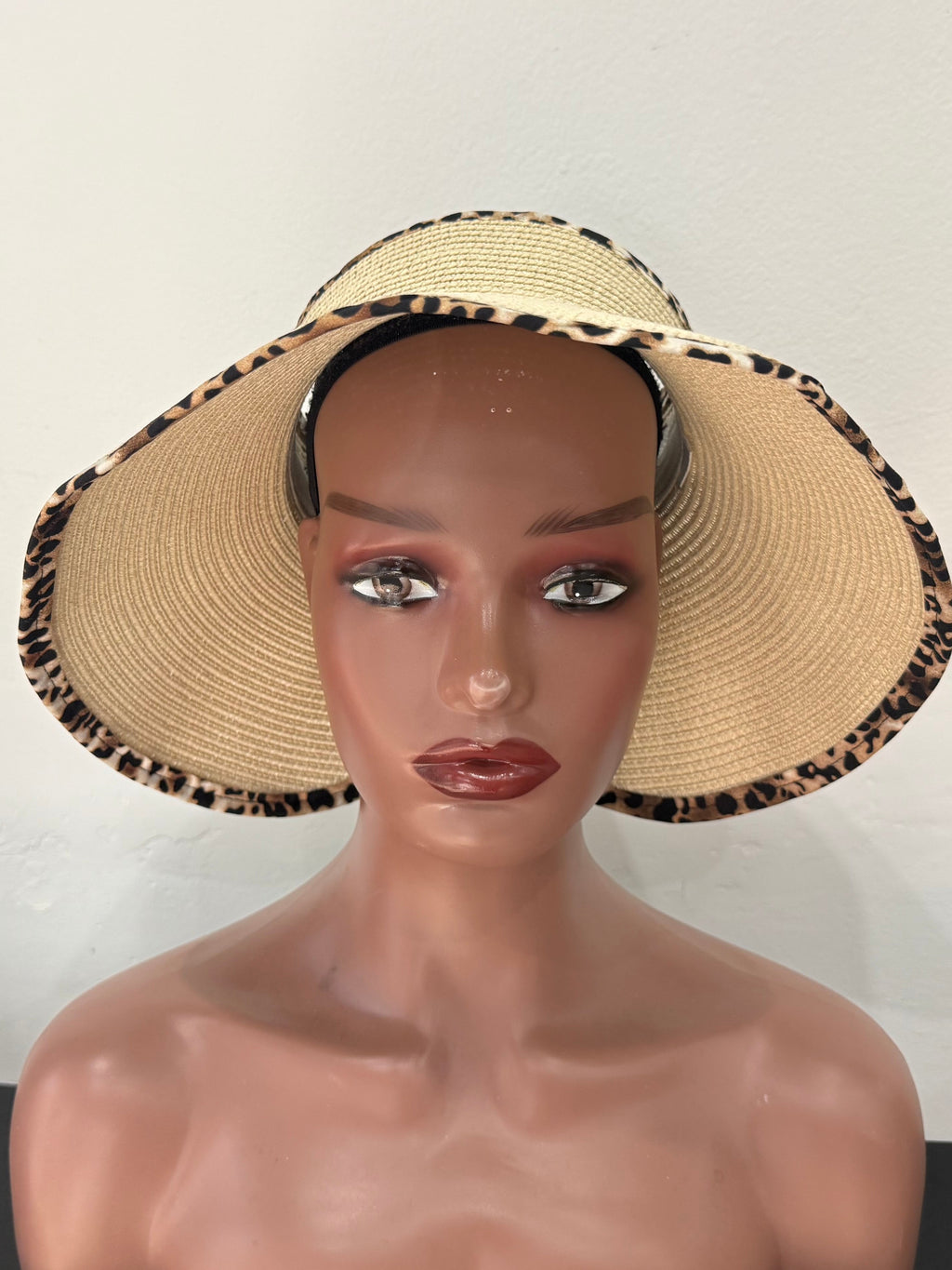 Leopard Trim Sun Hat