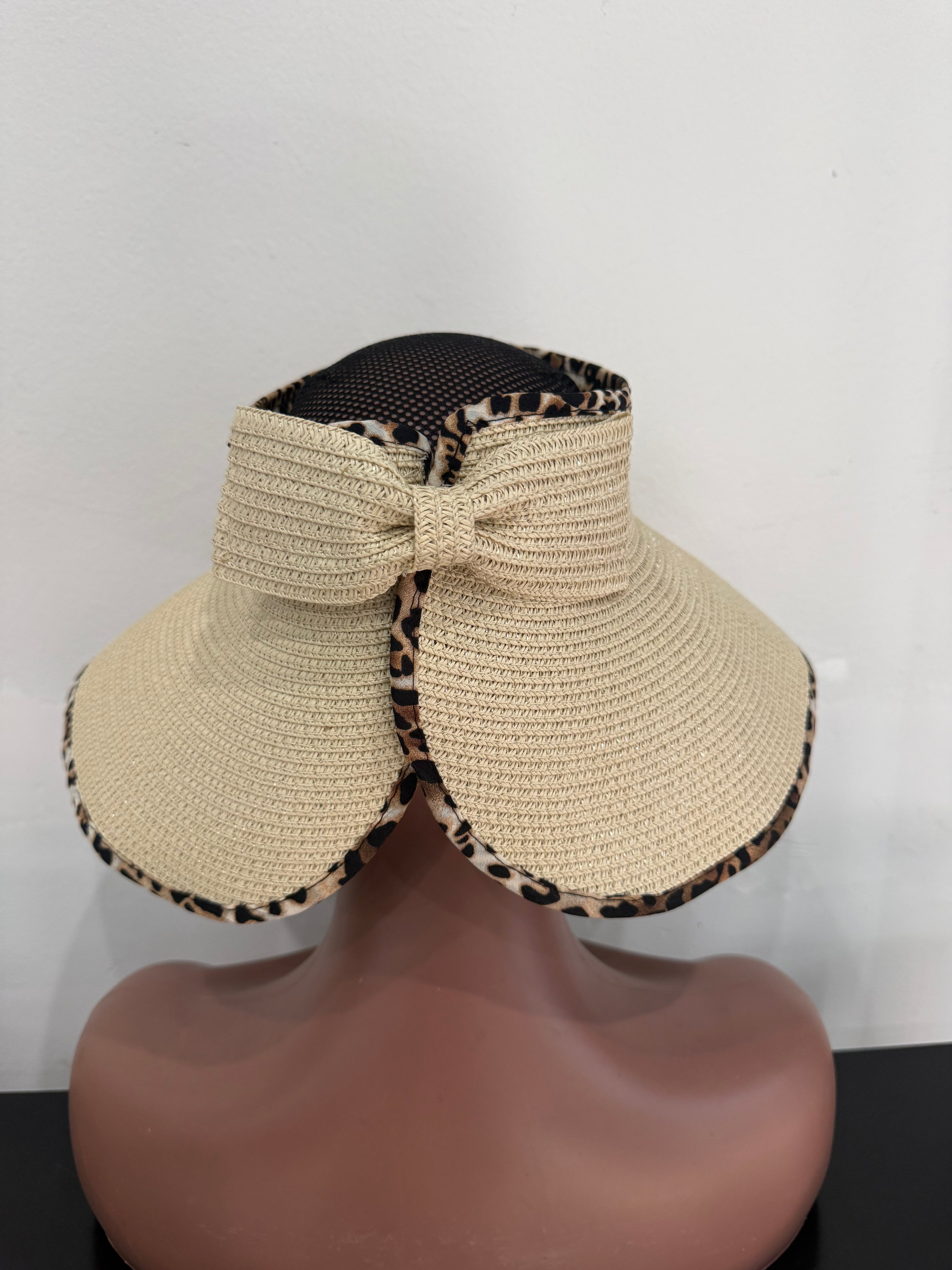 Leopard Trim Sun Hat