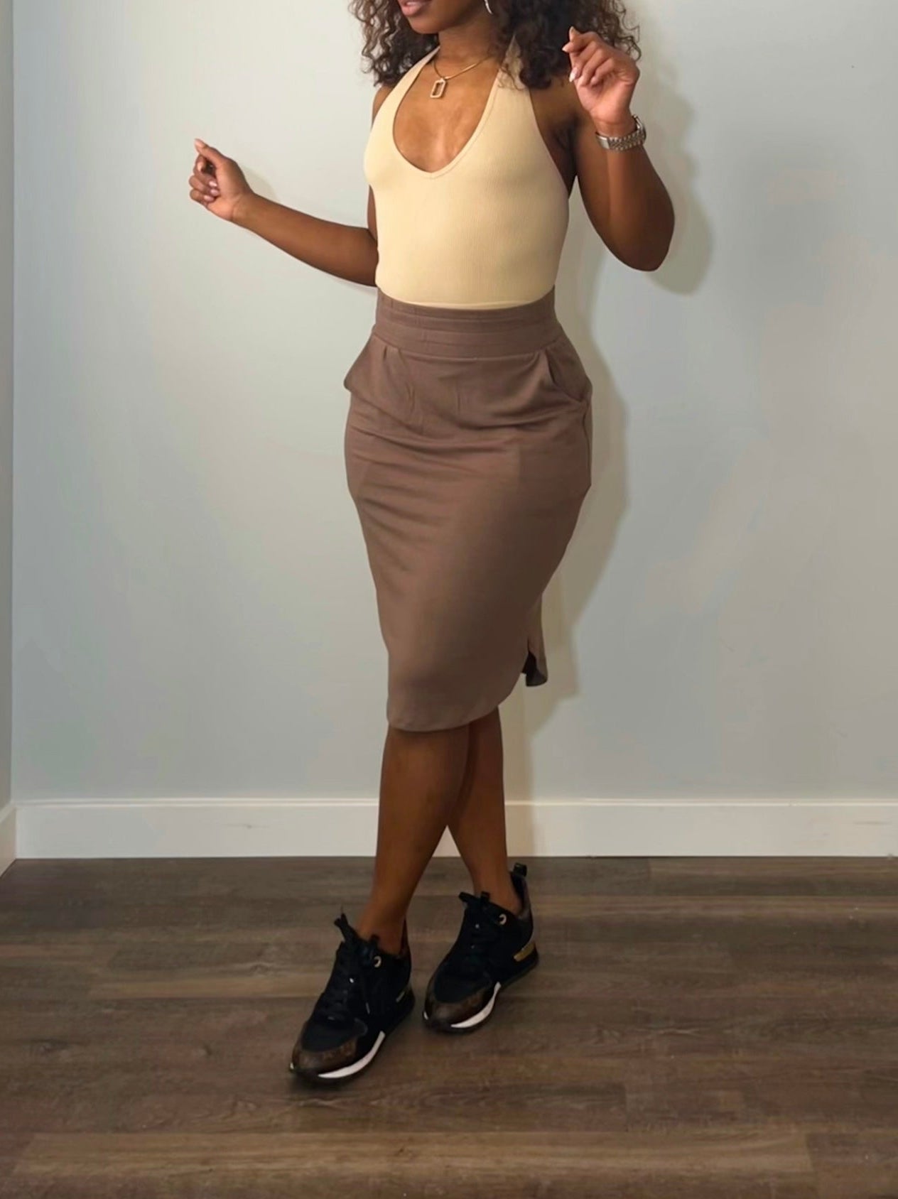 Summer Breeze spandex midi skirt